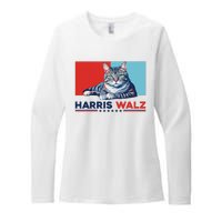 Harris Walz 2024 Funny Cat Election Kamala Harris Womens CVC Long Sleeve Shirt