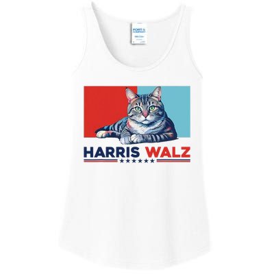 Harris Walz 2024 Funny Cat Election Kamala Harris Ladies Essential Tank