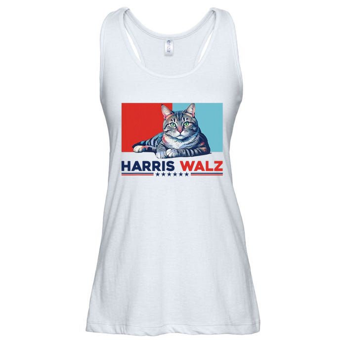 Harris Walz 2024 Funny Cat Election Kamala Harris Ladies Essential Flowy Tank