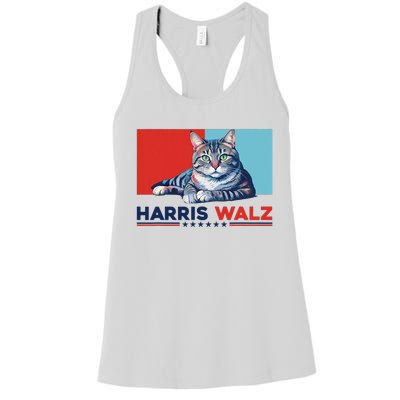 Harris Walz 2024 Funny Cat Election Kamala Harris Women's Racerback Tank