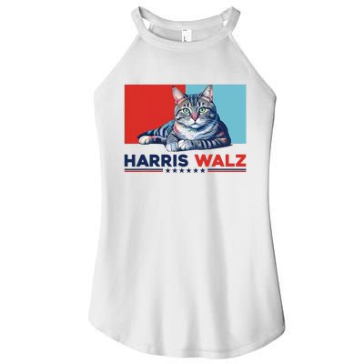 Harris Walz 2024 Funny Cat Election Kamala Harris Women's Perfect Tri Rocker Tank