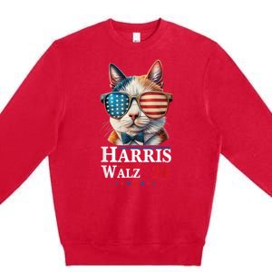 Harris Waltz 2024 Election Cat Ladies Kamala Harris Premium Crewneck Sweatshirt