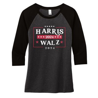 Harris Walz 2024 President Political Vote Kamala Harris 2024 Women's Tri-Blend 3/4-Sleeve Raglan Shirt