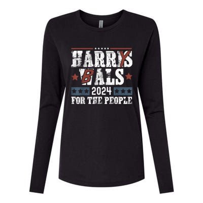 Harris Walz 24 Harry Balz 2024 Meme Democratics Vote Womens Cotton Relaxed Long Sleeve T-Shirt