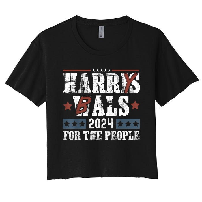 Harris Walz 24 Harry Balz 2024 Meme Democratics Vote Women's Crop Top Tee