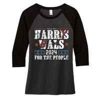 Harris Walz 24 Harry Balz 2024 Meme Democratics Vote Women's Tri-Blend 3/4-Sleeve Raglan Shirt