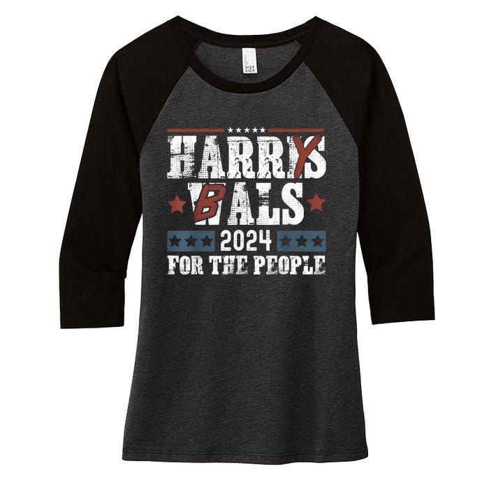 Harris Walz 24 Harry Balz 2024 Meme Democratics Vote Women's Tri-Blend 3/4-Sleeve Raglan Shirt