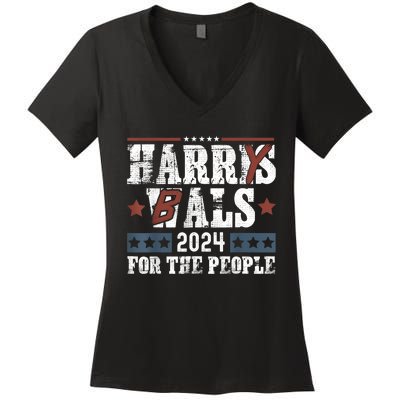 Harris Walz 24 Harry Balz 2024 Meme Democratics Vote Women's V-Neck T-Shirt