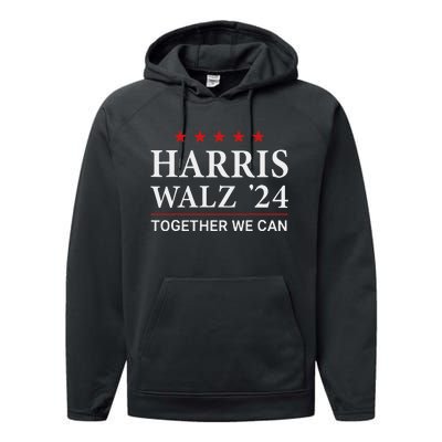 Harris Walz 2024 Vote For Kamala Harris And Tim Walz Performance Fleece Hoodie