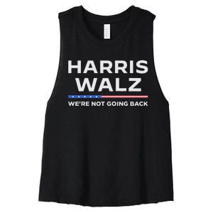 Harris Walz 2024 WeRe Not Going Back Waltz Vote President Women's Racerback Cropped Tank