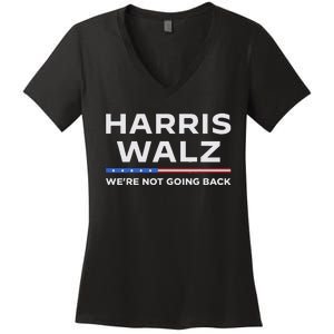 Harris Walz 2024 WeRe Not Going Back Waltz Vote President Women's V-Neck T-Shirt