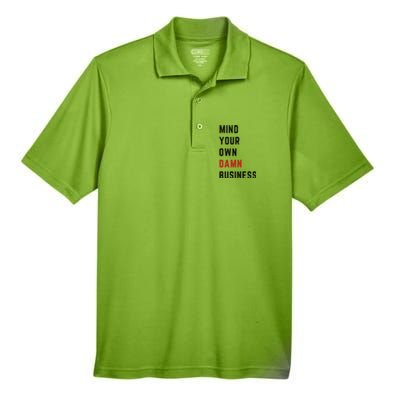 Harris Walz 2024 Mind Your Own Damn Business Retro Vintage Men's Origin Performance Pique Polo