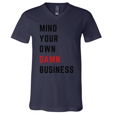 Harris Walz 2024 Mind Your Own Damn Business Retro Vintage V-Neck T-Shirt