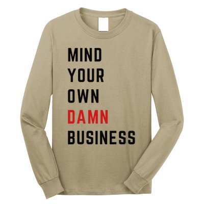 Harris Walz 2024 Mind Your Own Damn Business Retro Vintage Long Sleeve Shirt