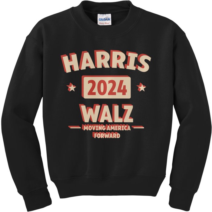 Harris Wlaz 2024 Casual Kamala & Democrats Casual Moving America Forward Kids Sweatshirt