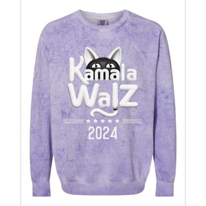 Harris Walz 2024 Funny Cat Election Kamala Harris Tim Waltz Colorblast Crewneck Sweatshirt