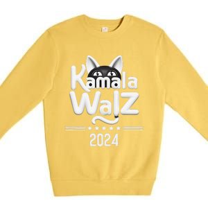 Harris Walz 2024 Funny Cat Election Kamala Harris Tim Waltz Premium Crewneck Sweatshirt