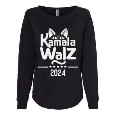 Harris Walz 2024 Funny Cat Election Kamala Harris Tim Waltz Womens California Wash Sweatshirt