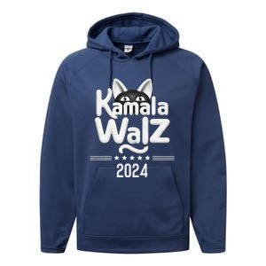 Harris Walz 2024 Funny Cat Election Kamala Harris Tim Waltz Performance Fleece Hoodie