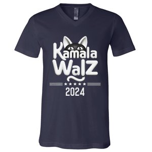 Harris Walz 2024 Funny Cat Election Kamala Harris Tim Waltz V-Neck T-Shirt