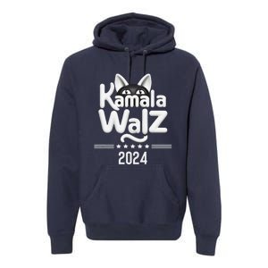 Harris Walz 2024 Funny Cat Election Kamala Harris Tim Waltz Premium Hoodie