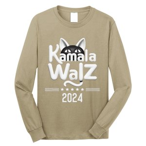 Harris Walz 2024 Funny Cat Election Kamala Harris Tim Waltz Long Sleeve Shirt