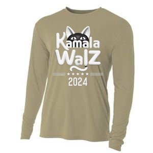 Harris Walz 2024 Funny Cat Election Kamala Harris Tim Waltz Cooling Performance Long Sleeve Crew