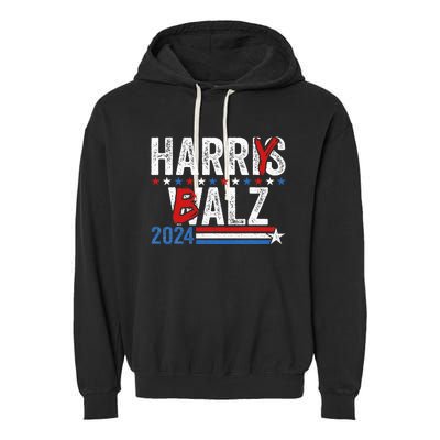 Harris Walz 24 Harry Balz 2024 Meme Democratics Vote Garment-Dyed Fleece Hoodie