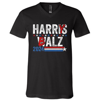 Harris Walz 24 Harry Balz 2024 Meme Democratics Vote V-Neck T-Shirt