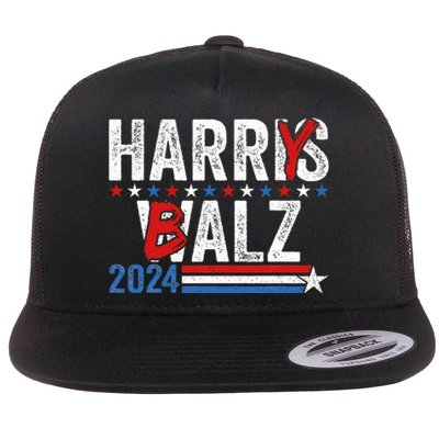 Harris Walz 24 Harry Balz 2024 Meme Democratics Vote Flat Bill Trucker Hat