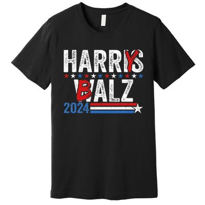 Harris Walz 24 Harry Balz 2024 Meme Democratics Vote Premium T-Shirt