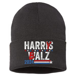 Harris Walz 24 Harry Balz 2024 Meme Democratics Vote Sustainable Knit Beanie