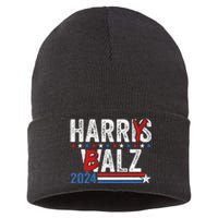 Harris Walz 24 Harry Balz 2024 Meme Democratics Vote Sustainable Knit Beanie