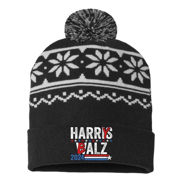 Harris Walz 24 Harry Balz 2024 Meme Democratics Vote USA-Made Snowflake Beanie