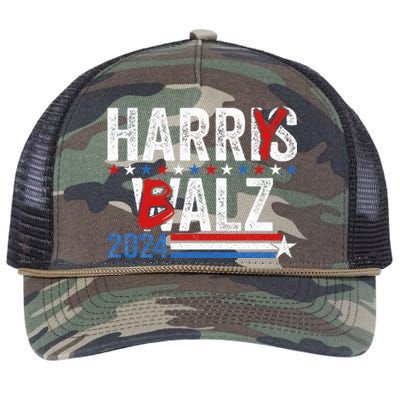 Harris Walz 24 Harry Balz 2024 Meme Democratics Vote Retro Rope Trucker Hat Cap