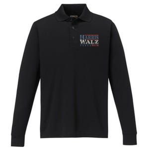 Harris Waltz 2024 Election Kamala Harris Tim Waltz 2024 Performance Long Sleeve Polo