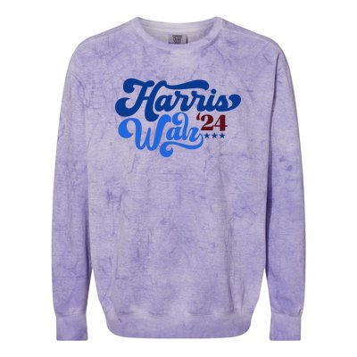 Harris Walz 2024 Retro Colorblast Crewneck Sweatshirt