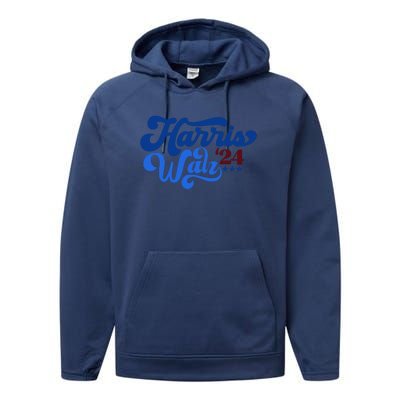 Harris Walz 2024 Retro Performance Fleece Hoodie