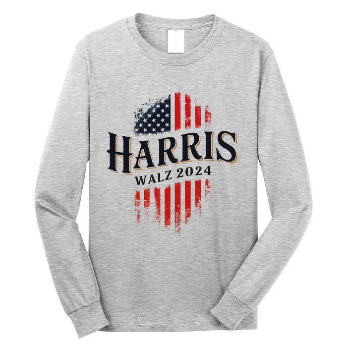 Harris Walz 2024 Vote Blue Tim Kamala Election Art Long Sleeve Shirt