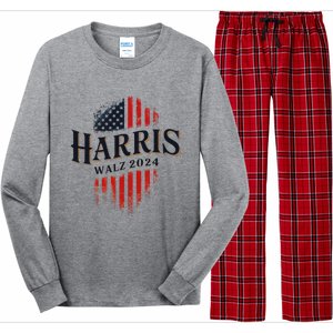 Harris Walz 2024 Vote Blue Tim Kamala Election Art Long Sleeve Pajama Set