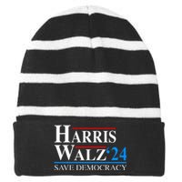 Harris Waltz 2024 Vice President Kamala Harris Tim Walz 2024 Striped Beanie with Solid Band