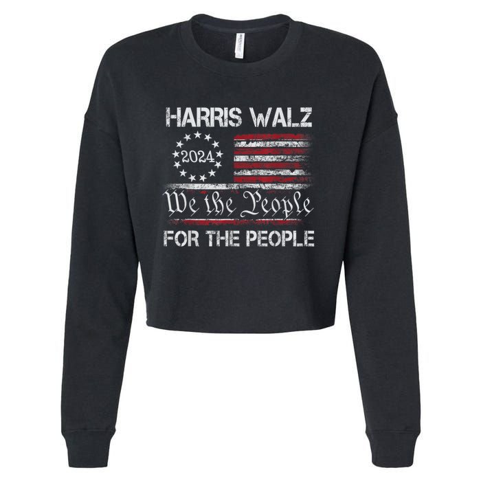 Harris Waltz 2024 For The People Kamala Harris Tim Waltz Cropped Pullover Crew