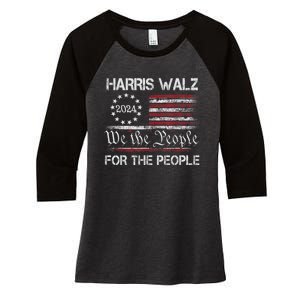 Harris Waltz 2024 For The People Kamala Harris Tim Waltz Women's Tri-Blend 3/4-Sleeve Raglan Shirt