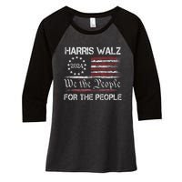 Harris Waltz 2024 For The People Kamala Harris Tim Waltz Women's Tri-Blend 3/4-Sleeve Raglan Shirt