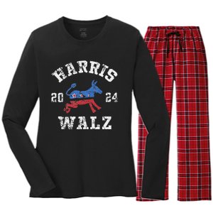 Harris Waltz 2024 Election Kamala Harris Tim Waltz 2024 Women's Long Sleeve Flannel Pajama Set 