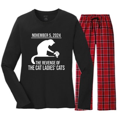 Harris Walz 2024 November 5 2024 The Revenge Of The Cat Ladies Cats Women's Long Sleeve Flannel Pajama Set 