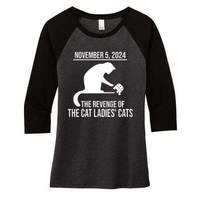 Harris Walz 2024 November 5 2024 The Revenge Of The Cat Ladies Cats Women's Tri-Blend 3/4-Sleeve Raglan Shirt