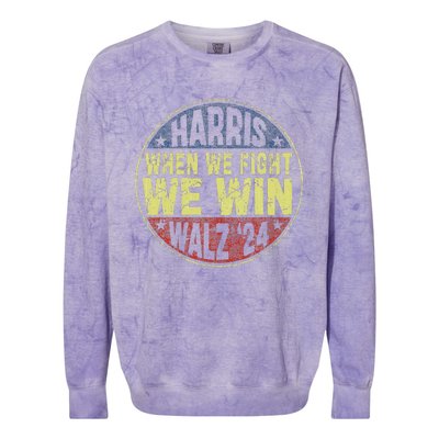 Harris Waltz 2024 When We Fight We Win American Election Colorblast Crewneck Sweatshirt