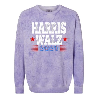 Harris Walz 2024  Kamala Harris Tim Walz President  Democratic Electio Colorblast Crewneck Sweatshirt