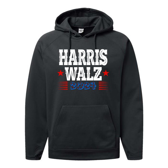 Harris Walz 2024  Kamala Harris Tim Walz President  Democratic Electio Performance Fleece Hoodie